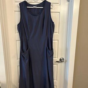 Columbia Blue A-Line Scoop Neck Midi Dress